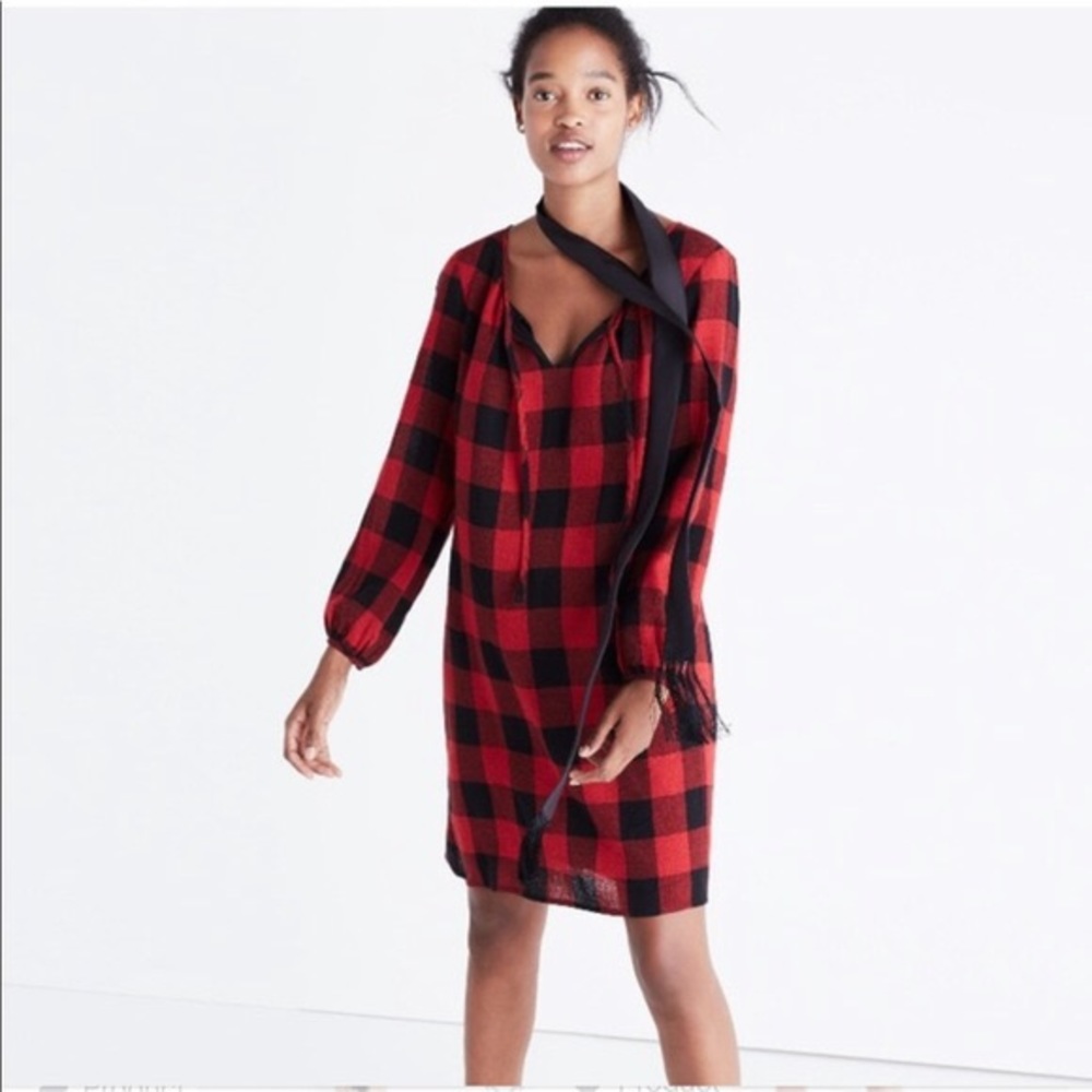 Madewell | Buffalo Check Wool Blend Tunic Dress